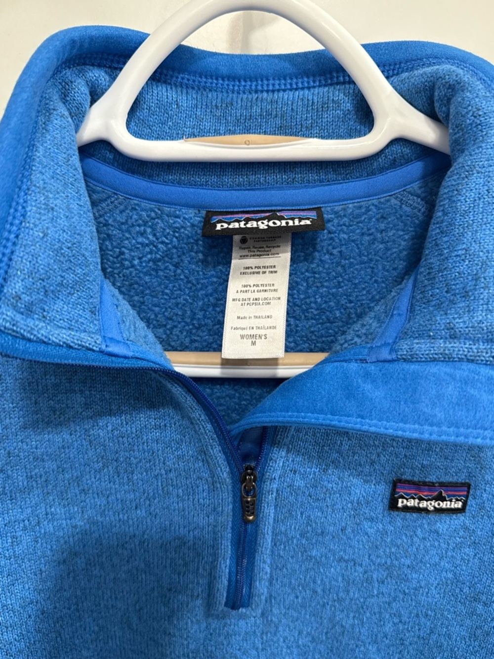 Patagonia 1/4 Zip Blue Fleece Pullover Sweatshirt Women’s Size M Long Sleeve - Picture 7 of 9